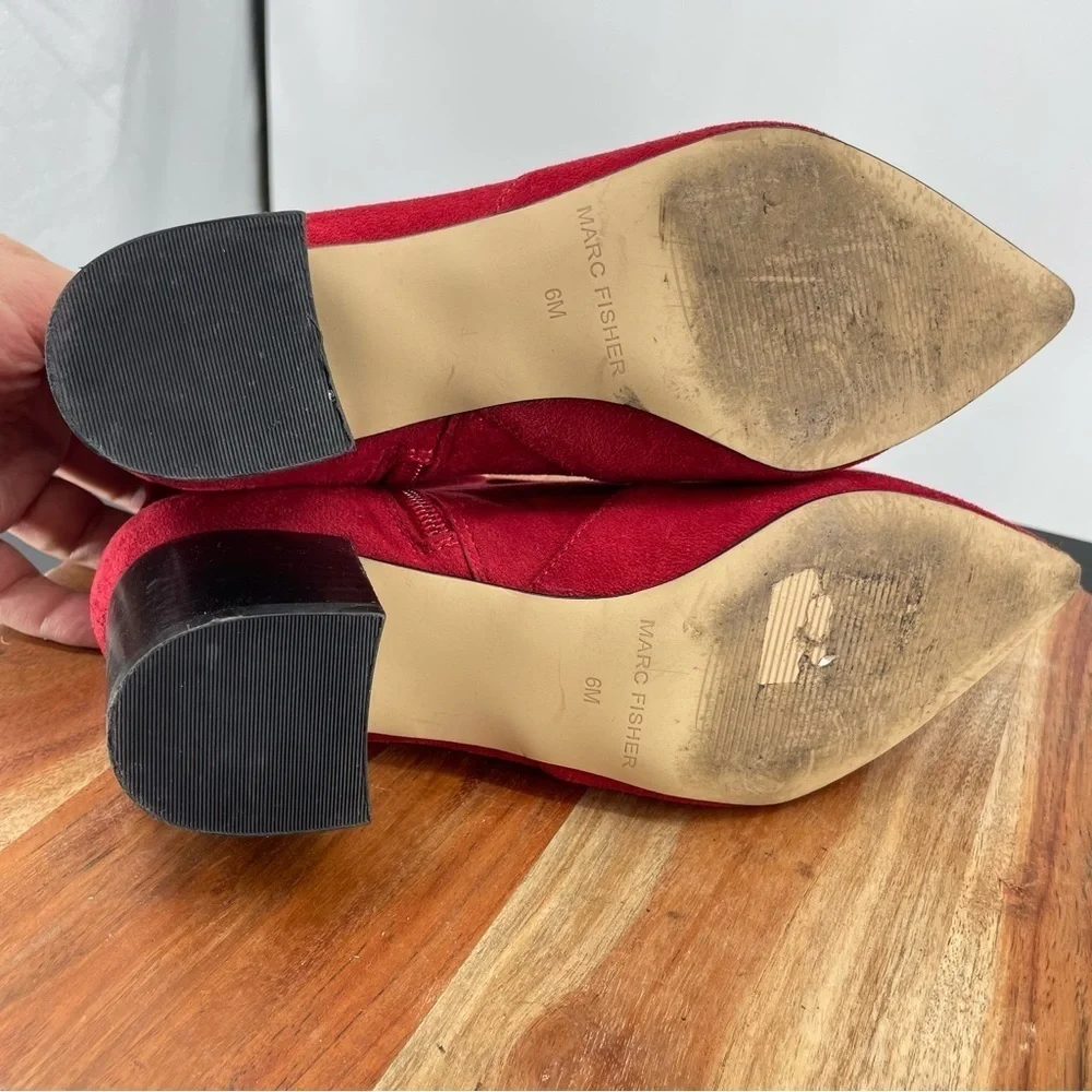 Marc Fisher Red Jerica ankle‎ pointed toe sock Booties SIZE 6